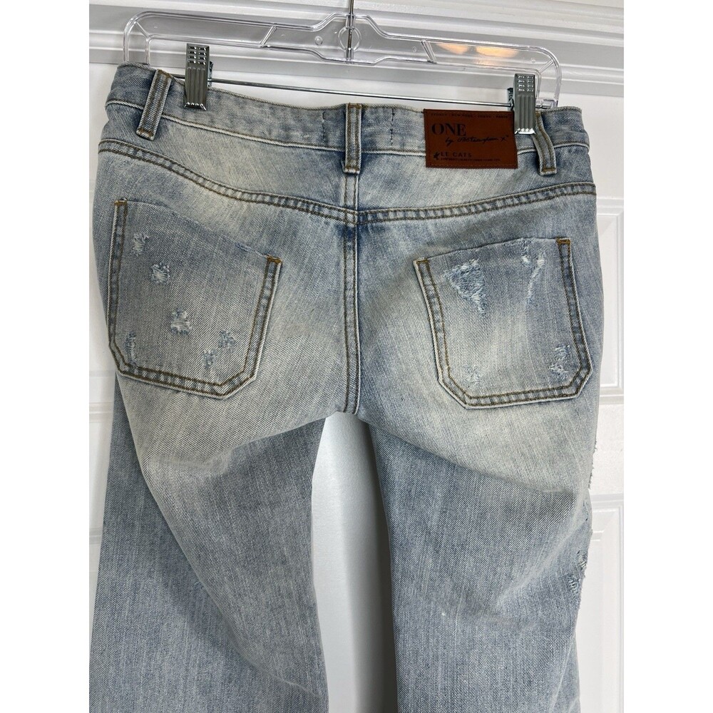 One Teaspoon Le Cats Florence Jeans Womens 27 Distressed Low Rise Flare Leg - Picture 5 of 15